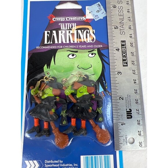 VTG 80s Creepy Creatures Witch Earrings Halloween Accessory NOS New Old Stock - Picture 4 of 5